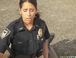 Busty female cops getting their cunts slammed hard in an outdoor threesome!